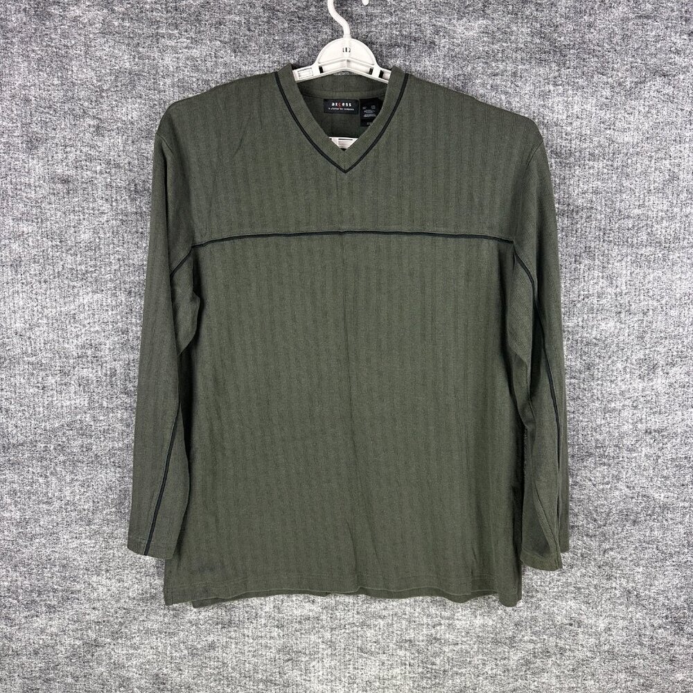AXCESS a Claiborne MEN'S XXL DARK GREEN LONG SLEEVE PULLOVER SHIRT